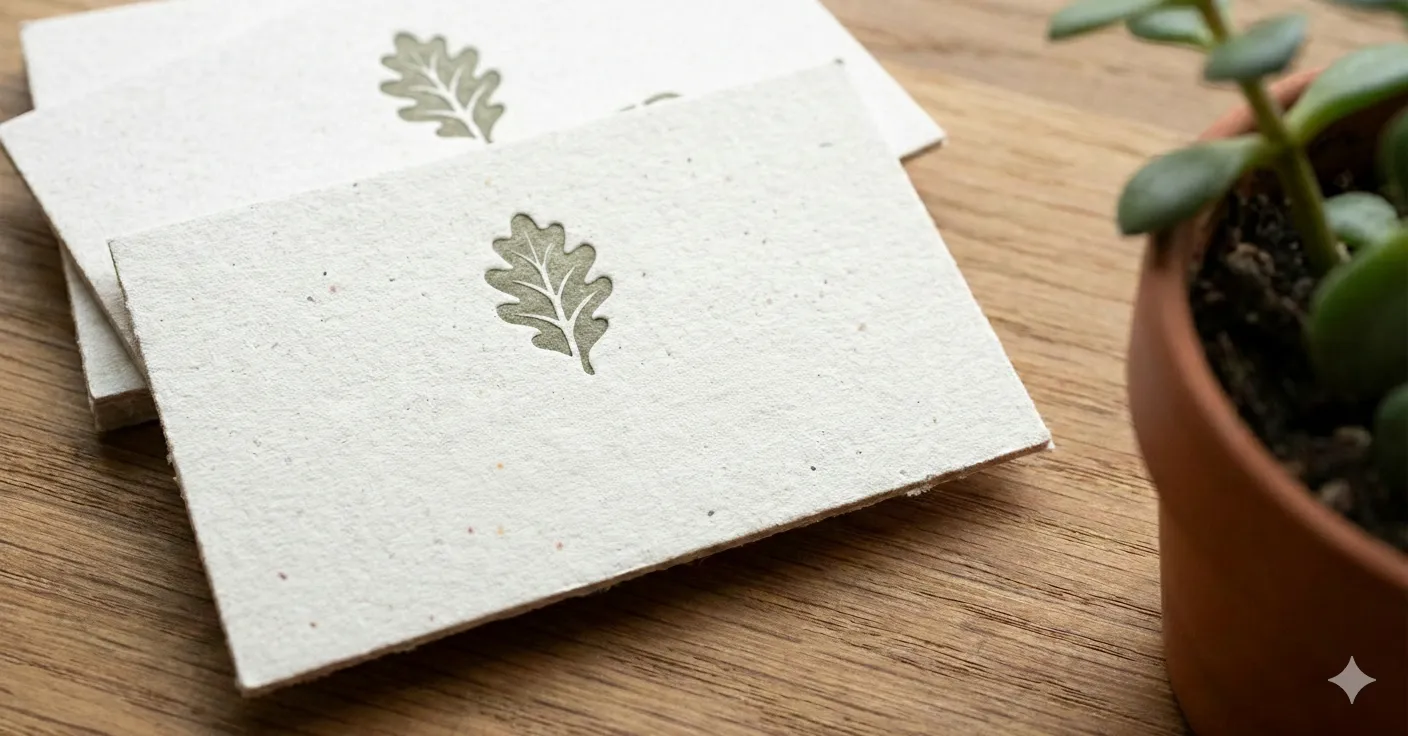 Premium sustainable business cards printed with eco-friendly inks