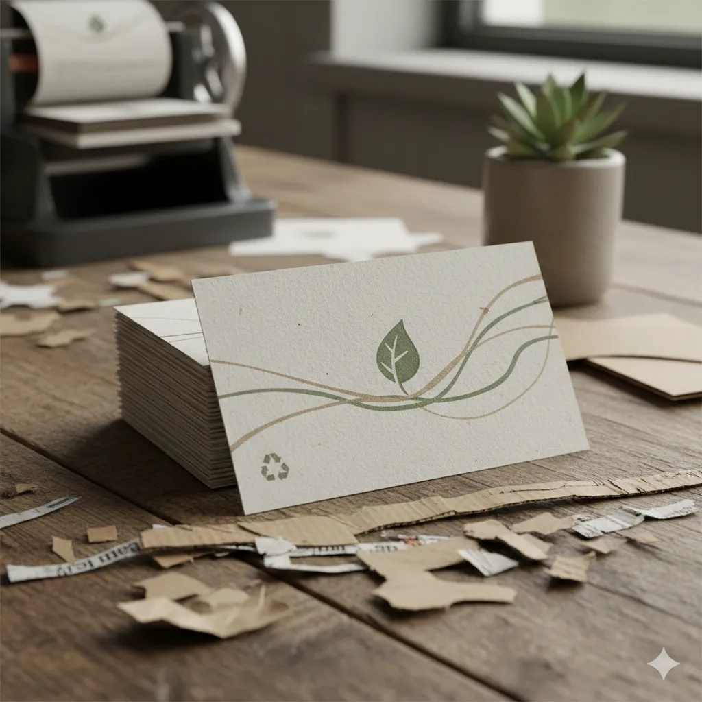 Recycled paper materials used for eco-friendly business card printing